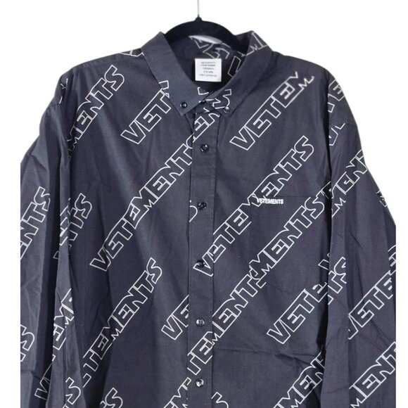 Vetements Size Small Men's Shirt Oversized Button Down Black Logo New - Picture 4 of 8